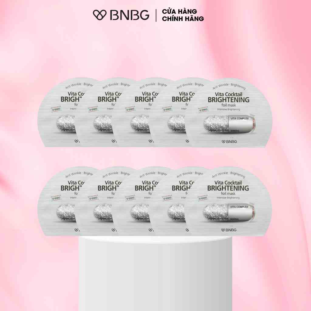 Combo 10 mặt nạ sáng da BNBG Vita Cocktail Brightening Foil Mask 30mlx10