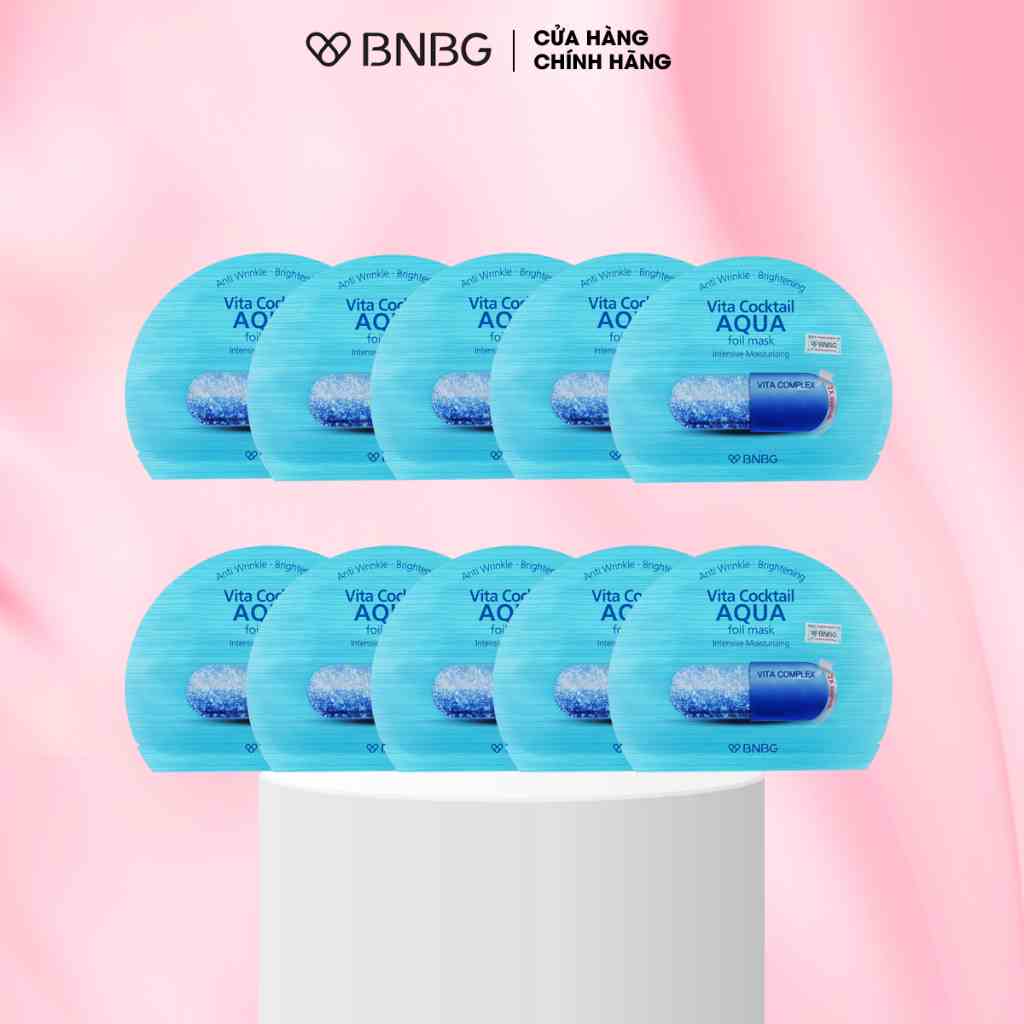 Combo 10 mặt nạ cấp ẩm cho da BNBG Vita Cocktail Aqua Foil Mask 30mlx10