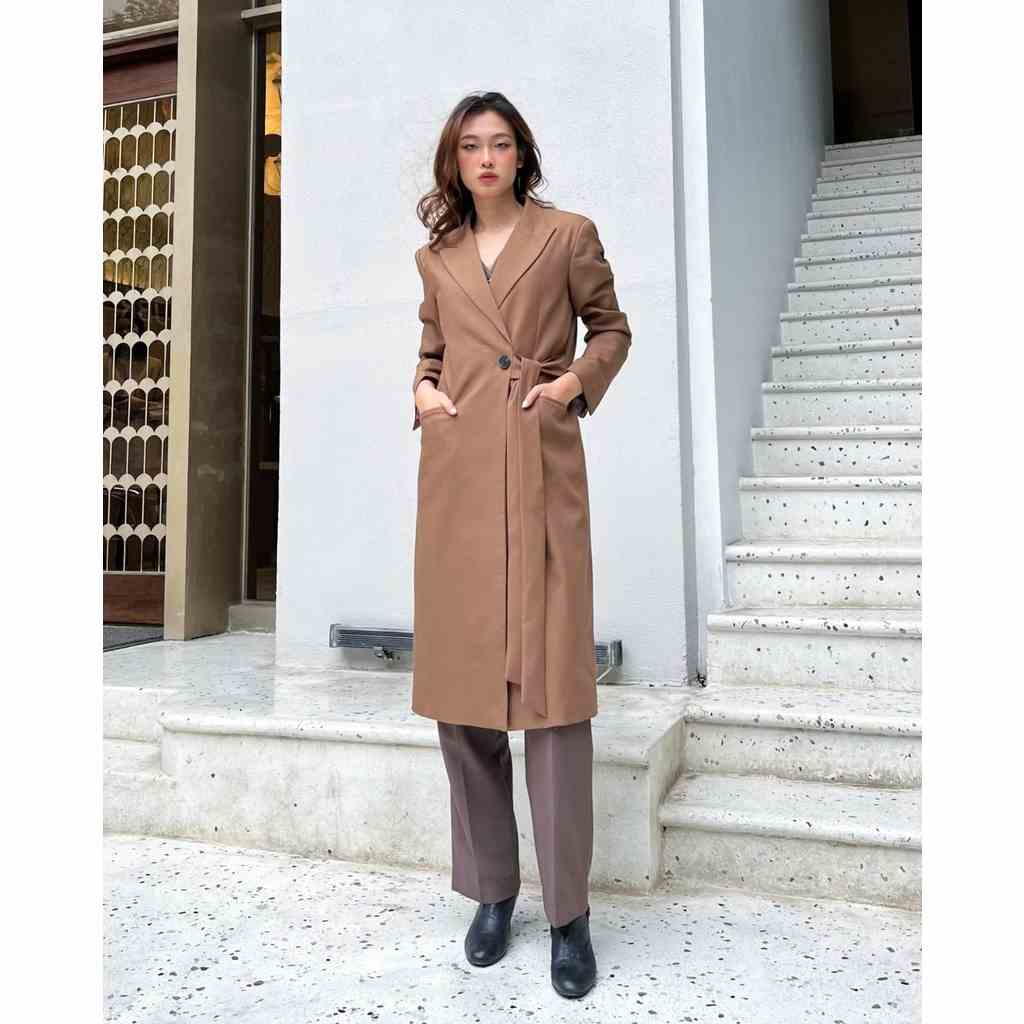 Áo Măng Tô Dáng Dài ONMIX - Marron Coat - Vải Tuytsi Hàn Cao Cấp