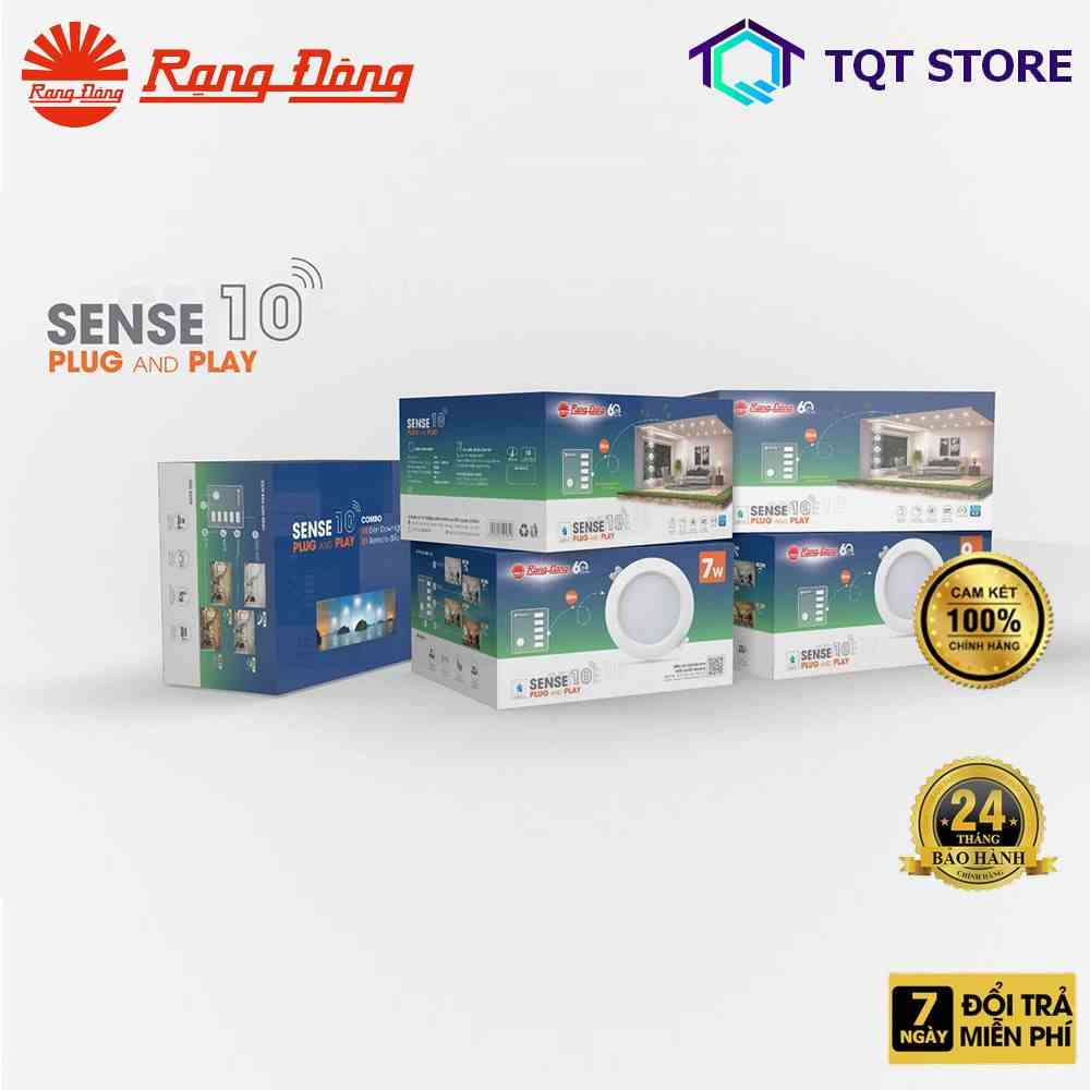 Combo Downlight Sense 10 thương hiệu Rạng Đông AT16.RM 110/9W.C10 tiết kiệm điện. Kèm 1 Remote điều khiển