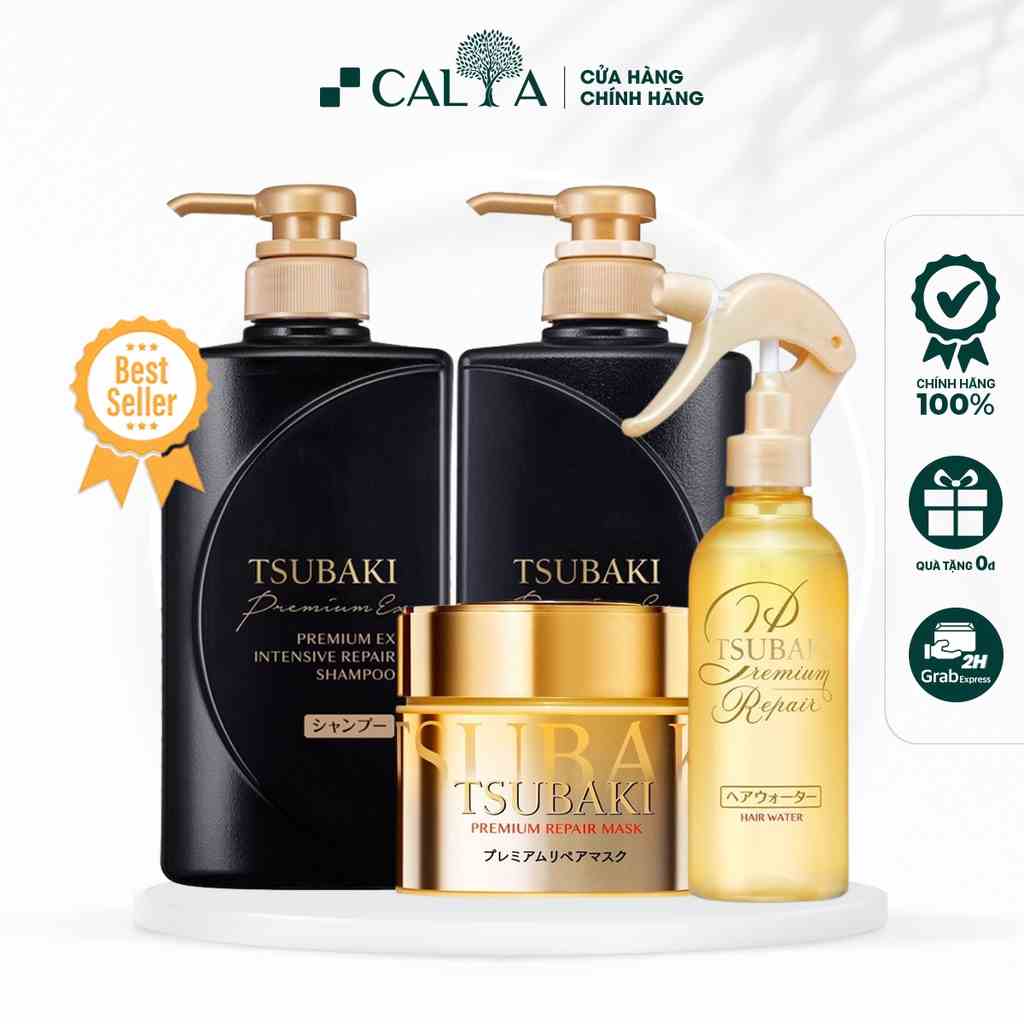 Combo Bộ Dầu Gội Xả Tsubaki Màu Đen, Phục Hồi Tóc Hư Tổn Nặng - Tsubaki Premium EX Intensive Repair Treatment Stubaki