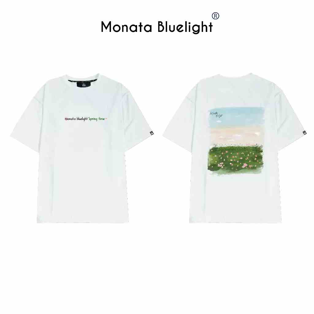 [Mua 2 giảm 7%] MONATA BLUELIGHT Tee Spring Flower - Áo thun form rộng cao cấp