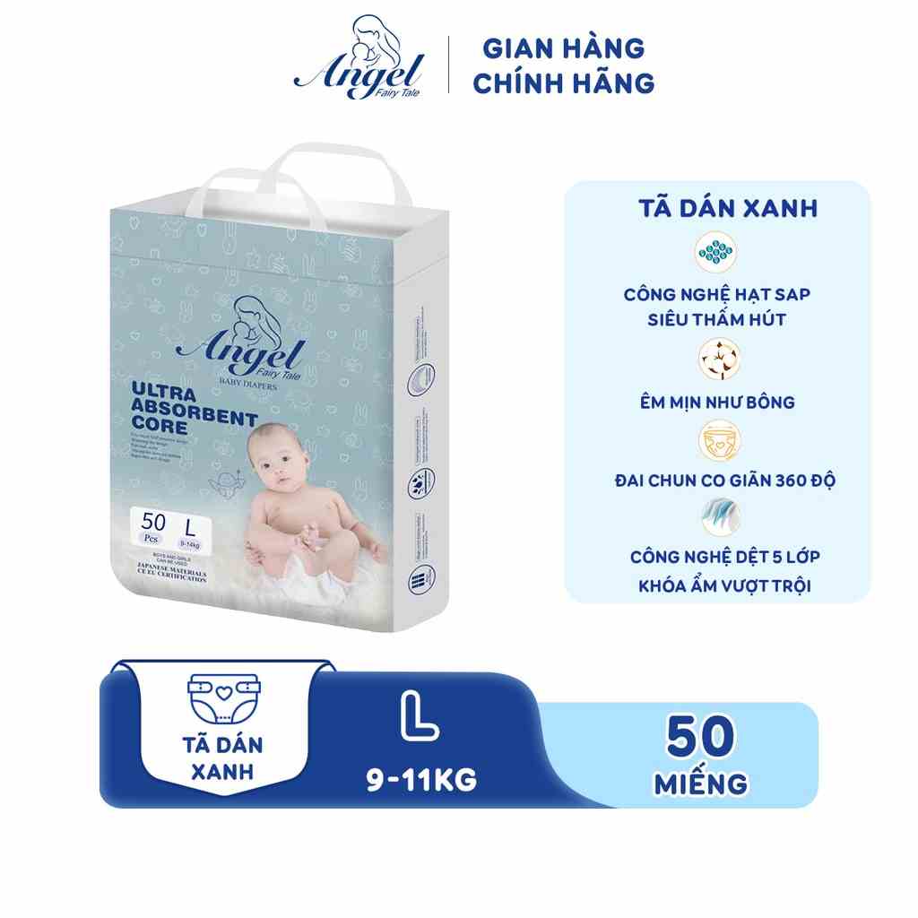 Tã Dán ANGEL Ultra Absorbent Core Size L50