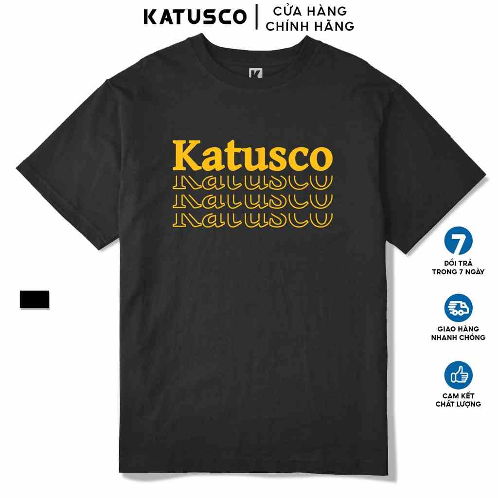 Áo Thun Nam Cổ Tròn KATUSCO Typographic Gold A2287, Cotton 100% 2 Chiều, Phom Rộng Từ 50-80Kg