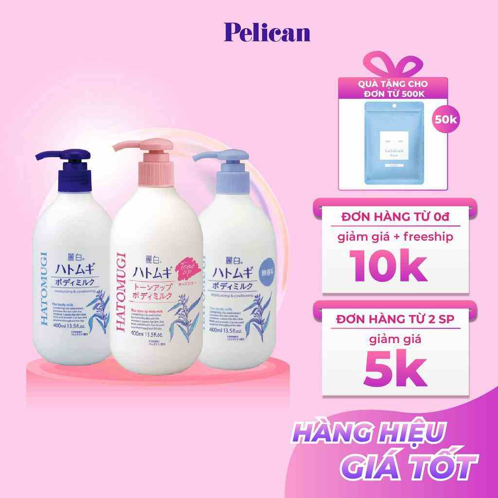 Sữa dưỡng thể trắng da Hatomugi Moisturizing & Conditioning The Body cấp ẩm cho làn da ban đêm 400ml