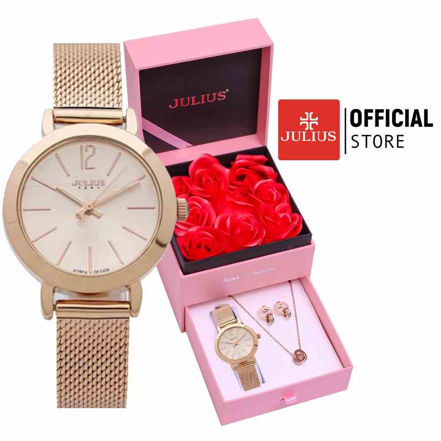 [Julius Official] Combo đồng hồ nữ Julius JA-732 + phụ kiện