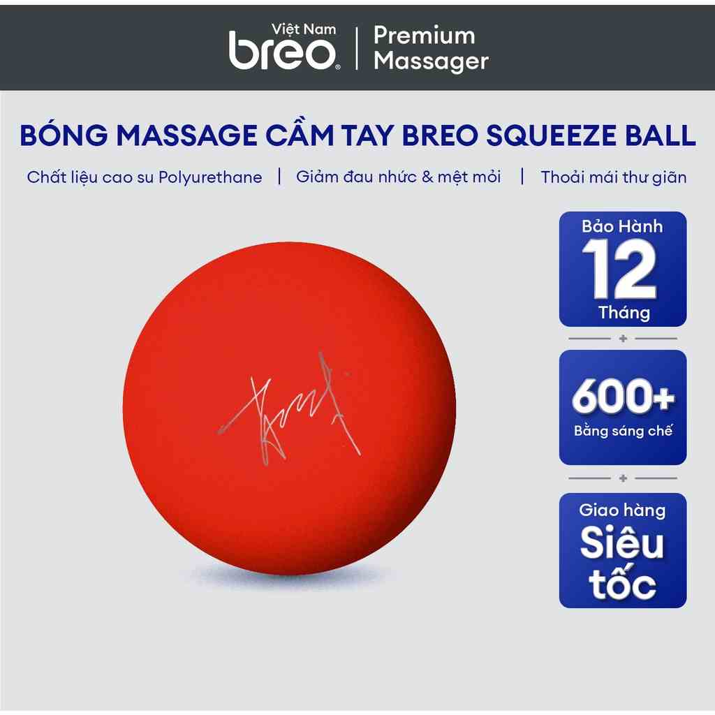 Bóng Massage cầm tay mềm cao su Polyurethane BREO Squeeze Ball | Màu đỏ | Giảm đau nhức và Mệt mỏi | Thoải mái thư giãn