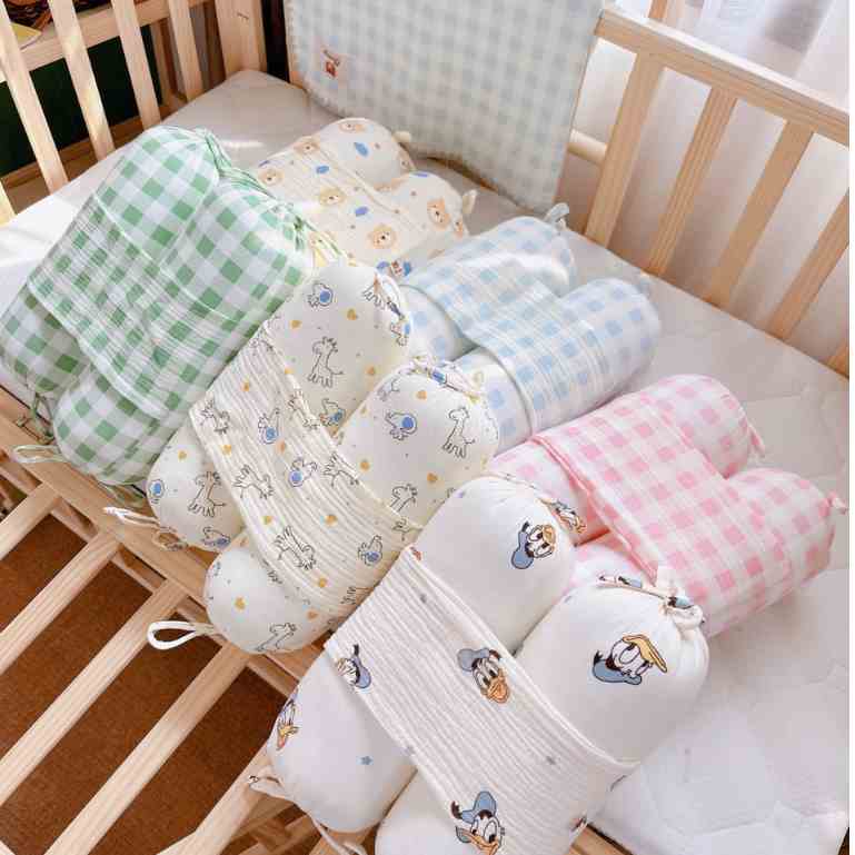 Bộ gối Chặn Sơ Sinh Xô Muslin Kidandmom Bunny Ruột Bông Organic Tự Nhiên Siêu Mềm Mại Gối Chặn Chống Giật Mình Cho Bé Sơ