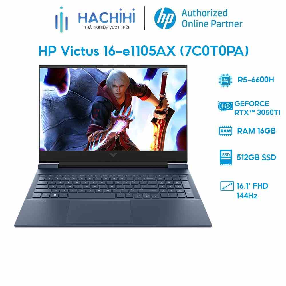 Laptop HP Victus 16-e1105AX 7C0T0PA R5-6600H | 16GB | 512GB |RTX™ 3050Ti 4GB |144Hz