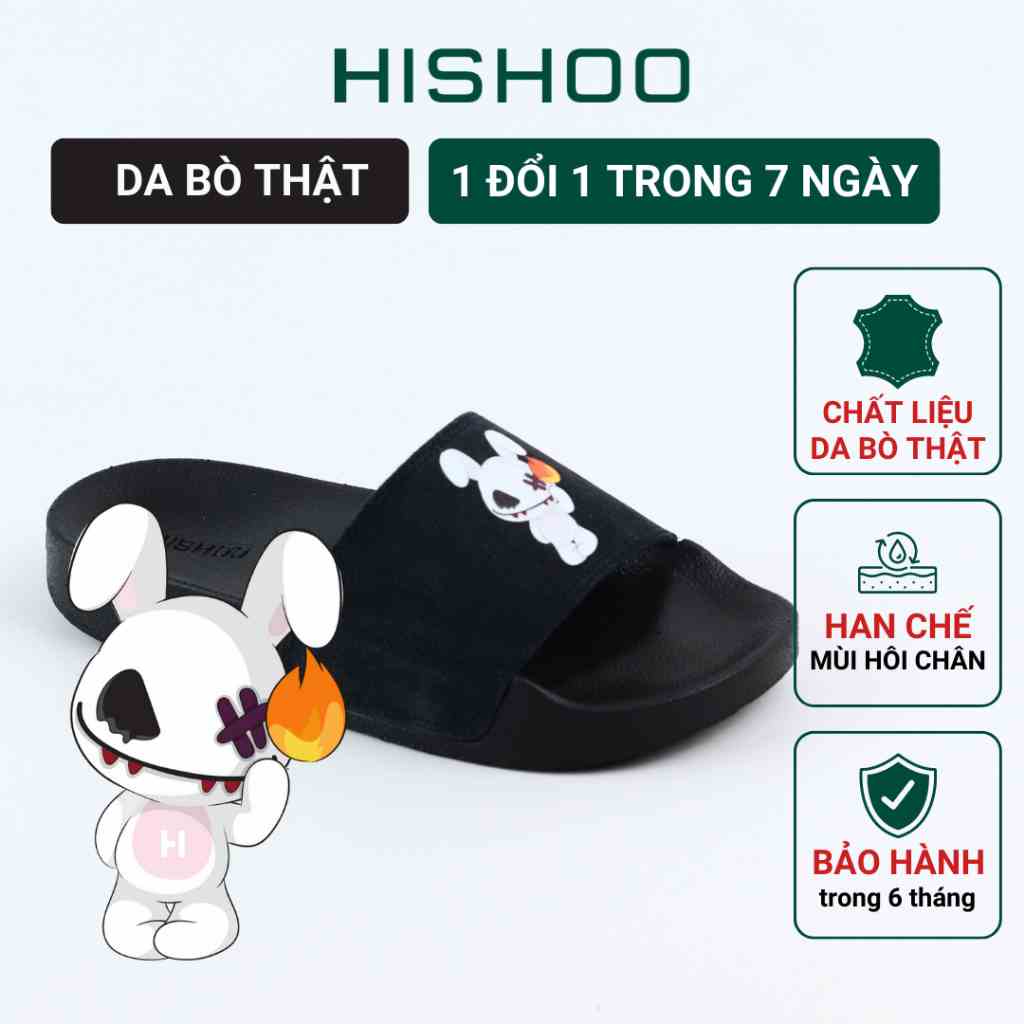 Dép quai ngang slipper cho bé trẻ em BIG SIZE Thỏ Chằn Lửa cao cấp nam, nữ HISHOO siêu nhẹ da bò size 33 - 44 U078