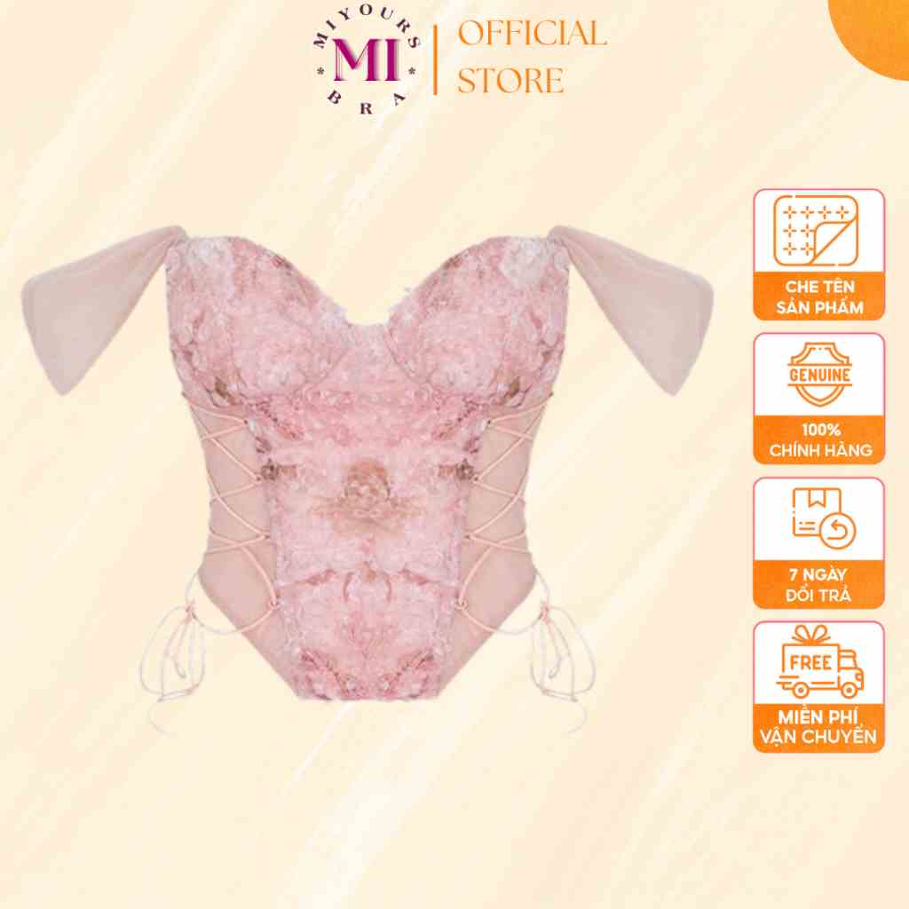 Áo lót bra corset thêu hoa Miyours Fashion & More BR405 thiết kế tiểu thư ren cao cấp, có đệm mút