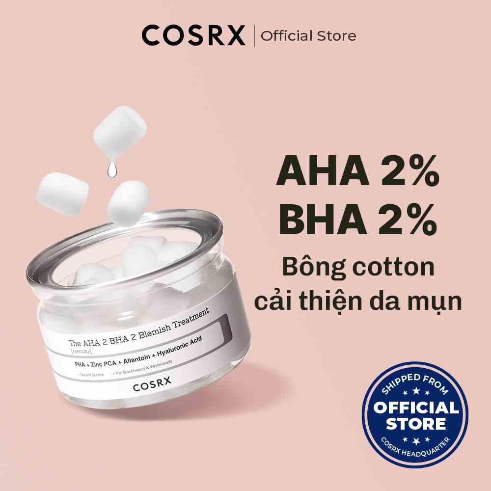 Miếng bông COSRX 120g chứa tinh chất AHA 2 BHA 2 cải thiện mụn đỏ mụn đầu đen chăm sóc lỗ chân lông