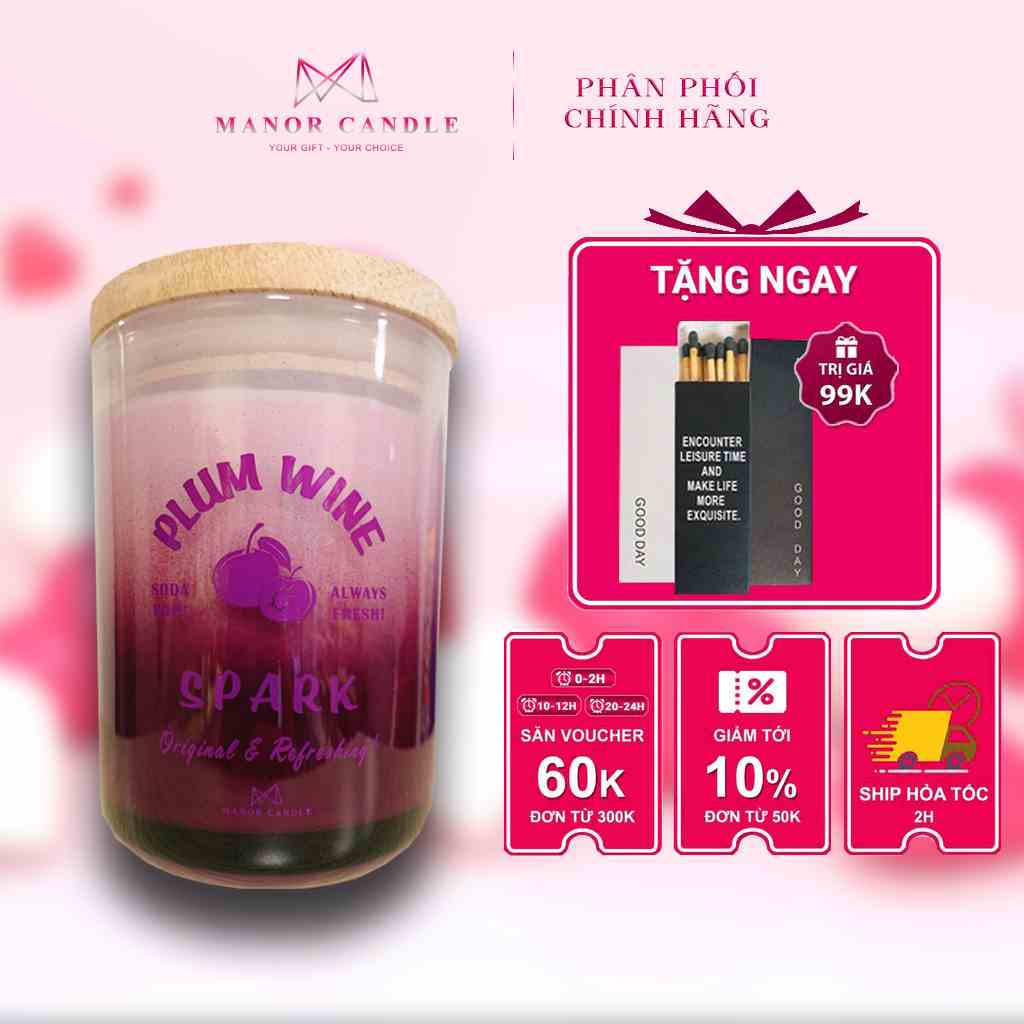 Nến thơm Plum Wine size 7oz 250gram hương xoài chính hãng Manor Candle