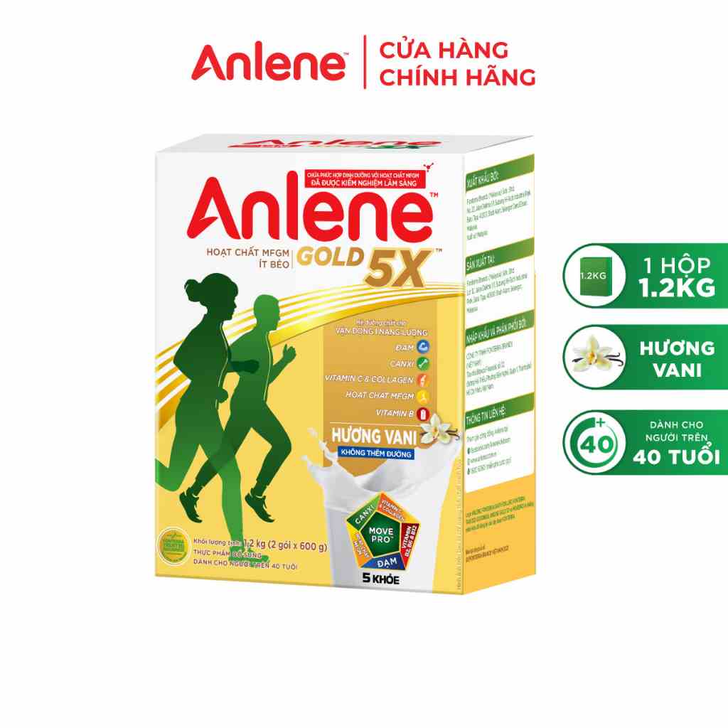 Sữa bột Anlene Gold 5X hương vani hộp 1.2kg