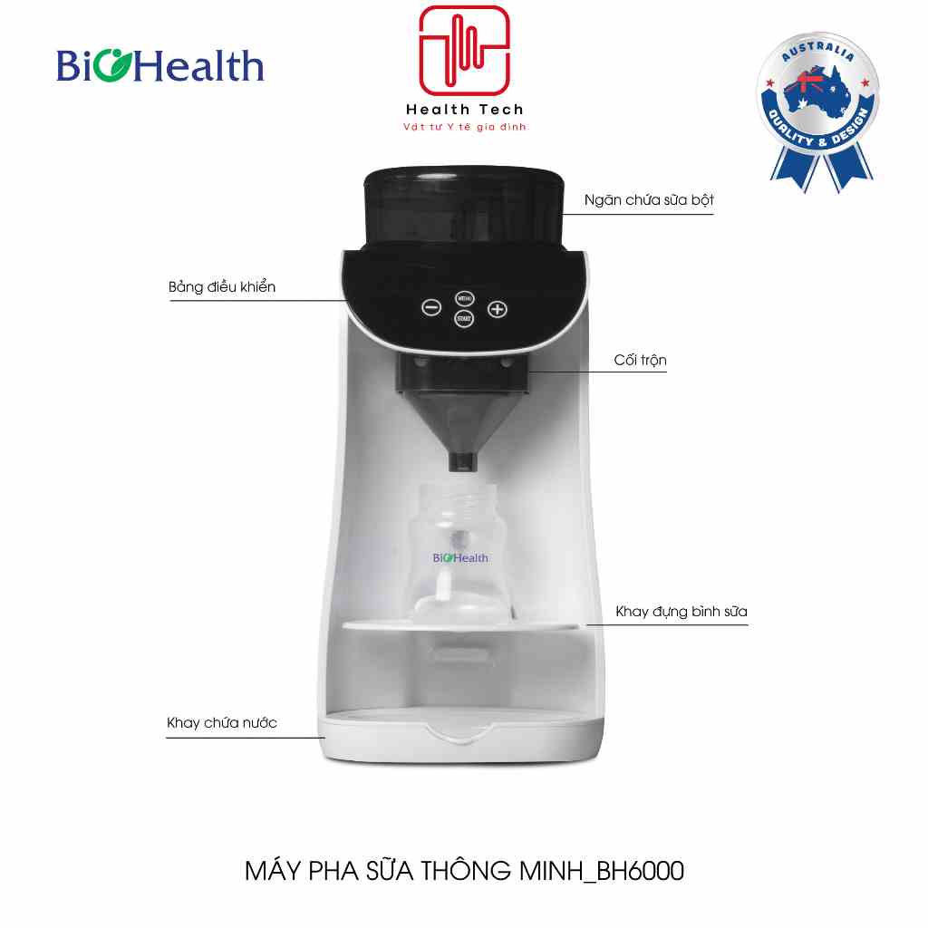 Máy pha sữa bột tự động Biohealth BH6000 pha nhanh chỉ 10s, có app điều khiển từ xa - Health Tech