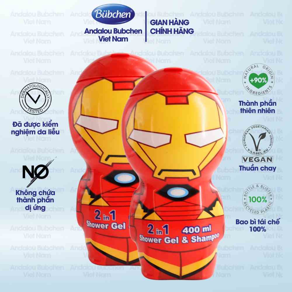 [Mã BMLTB35 giảm đến 35K đơn 99K] Combo 2 Chai Sữa Tắm Gội Air Val Iron Man 2D Dành Cho Bé Trai 400ml