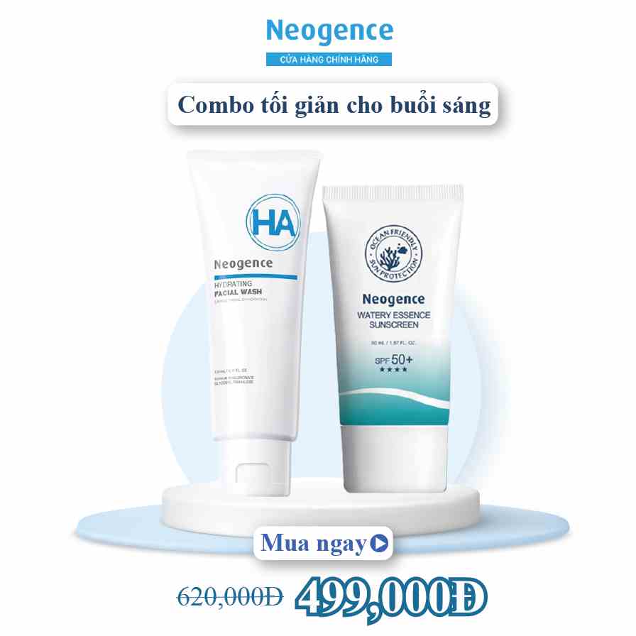 [Mã BMLTA35 giảm đến 35K đơn 99K] Combo sữa rửa mặt và kem chống nắng Neogence tối giản cho da buổi sáng