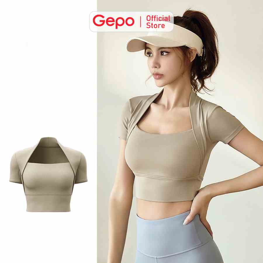 Áo croptop nữ tay ngắn tập gym yoga ôm body GEPO GP220