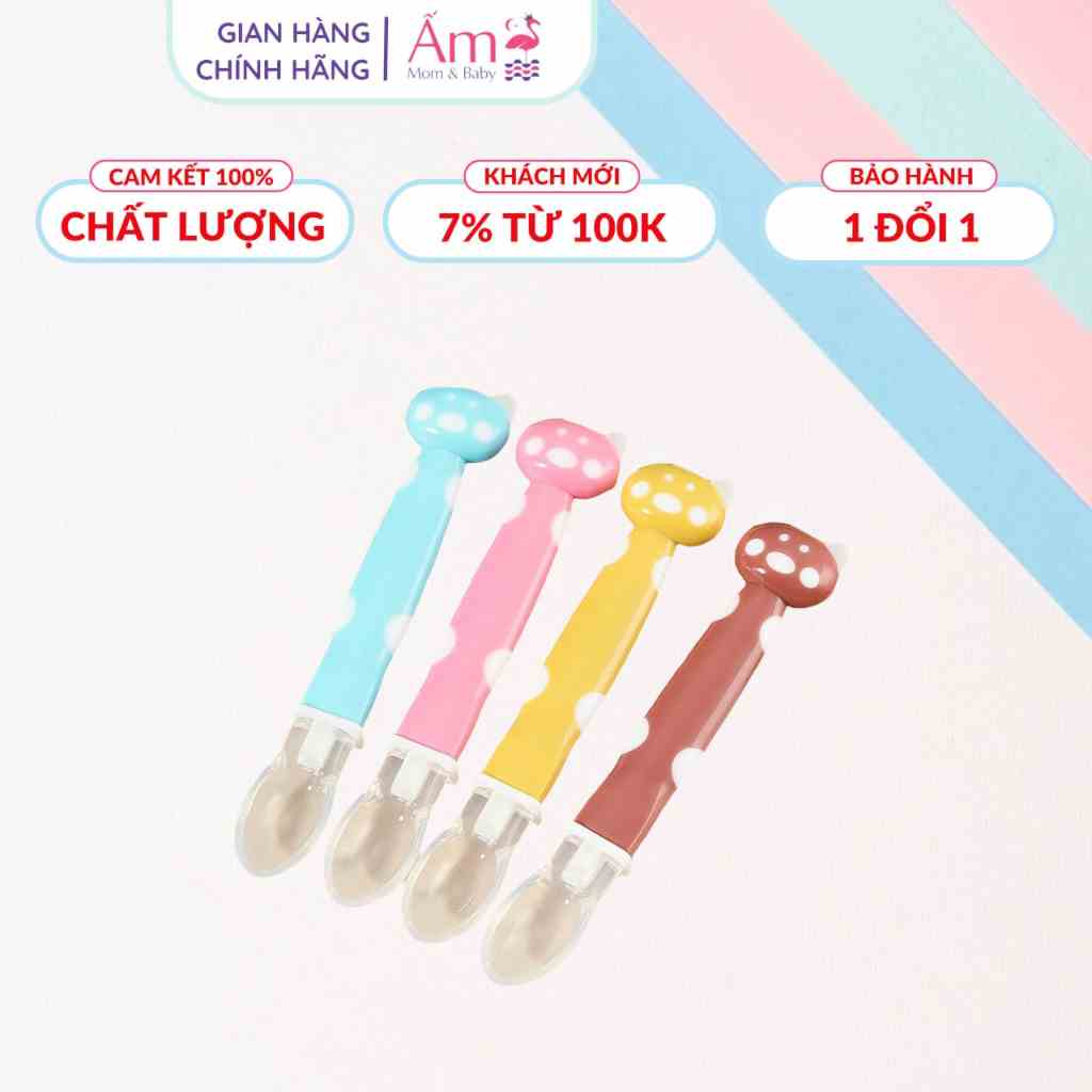 Muỗng Thìa Ăn Dặm Hình Mèo Ấm Baby Silicon Đáng Yêu Cho Bé Ấm Gift Decor