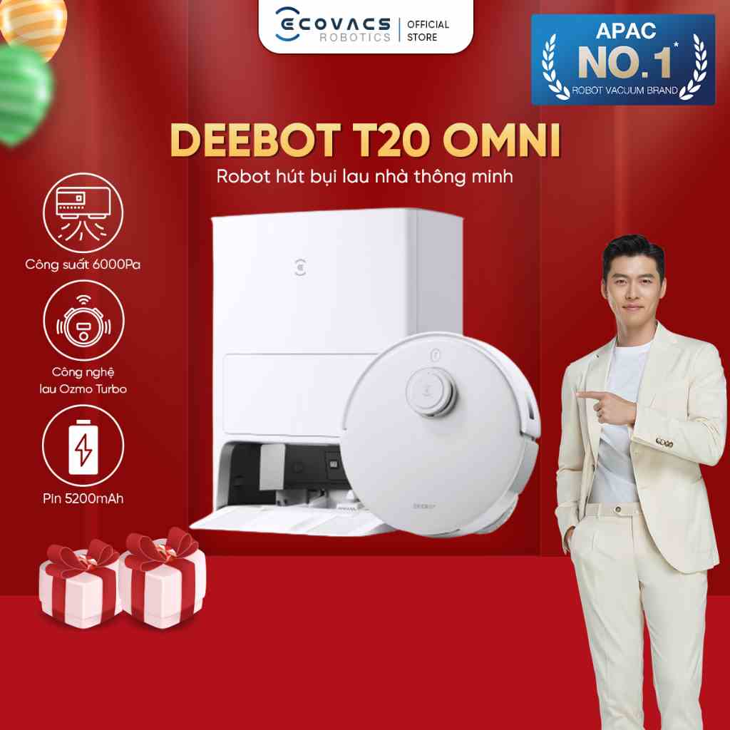 [Mã ELHACE02 giảm 12% đơn 2TR] Robot hút bụi lau nhà Ecovacs Deebot T20 Omni_Bản quốc tế DLX23_Bảo hành 24 tháng