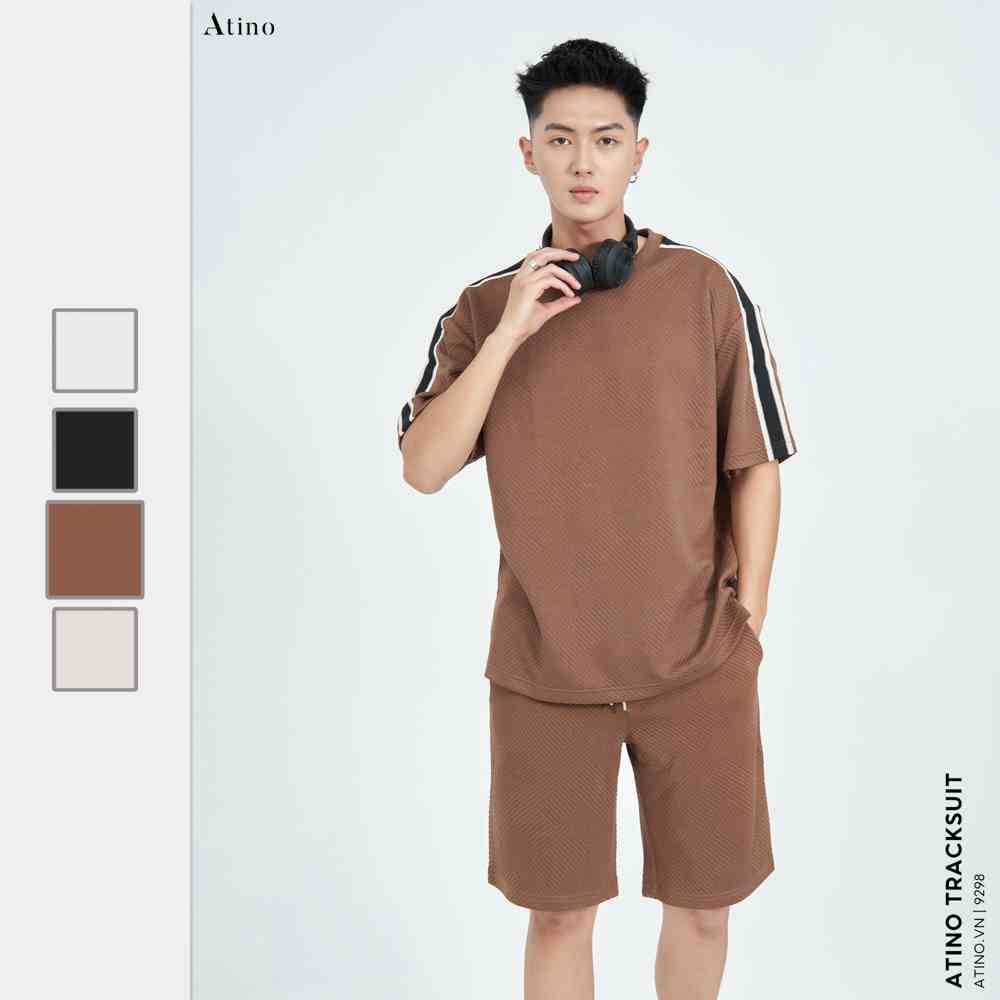 Bộ Set Đồ Thể Thao Nam ATINO Chất Liệu Cotton Mềm Mịn Trẻ Trung Form Loose BTT4.9298