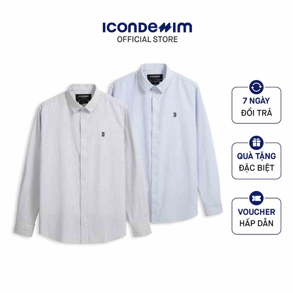 Áo Sơ Mi Nam Oxford Tay Dài ICONDENIM Palewave Densed Stripes Slimfit SMID0145