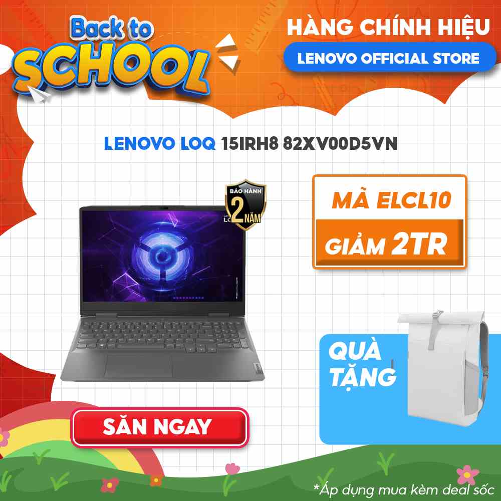 [Mã ELCL12 giảm 12% đơn 10TR] Laptop Lenovo LOQ 15IRH8 82XV00D5VN i7-13620H|16GB|512GB|RTX™ 4060 8GB|15.6