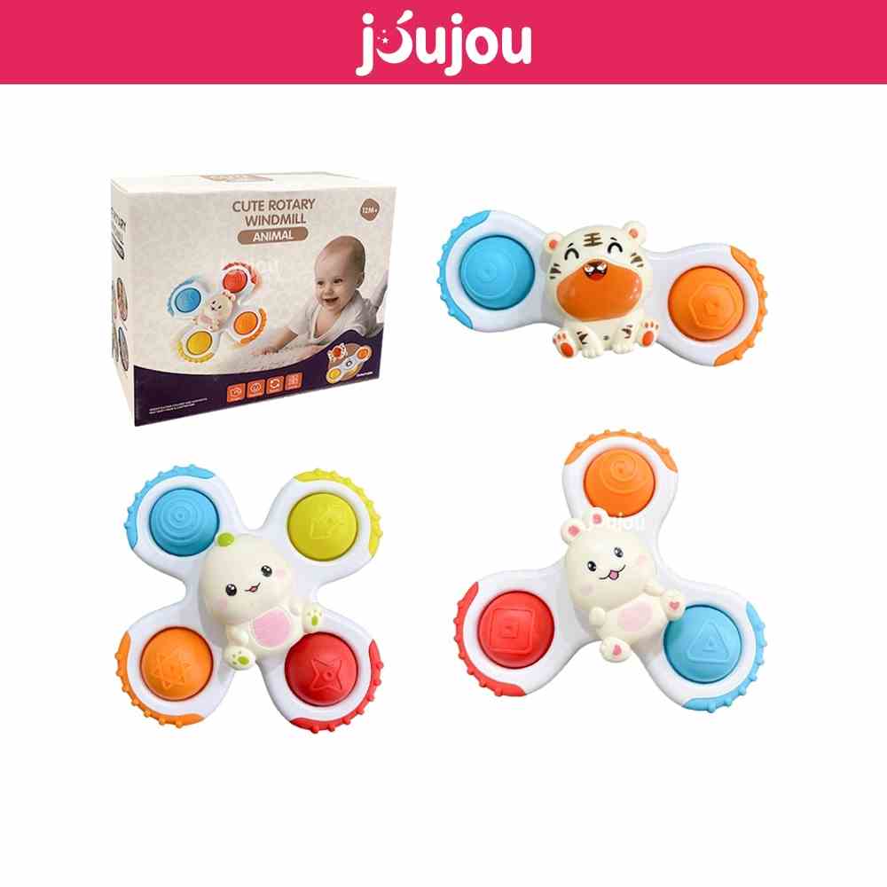 Đồ chơi con quay spinner con vật ngộ nghĩnh 3 trong 1 cao cấp JuJou Lets Play bộ 3 chiếc chất liệu nhựa cao cấp an toàn