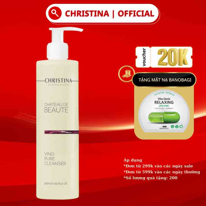 Sữa rửa mặt Chateau Vino Pure Floslek Cleanser CHRISTINA giúp làm sạch và cân bằng độ ẩm cho da 300ml