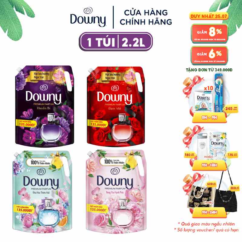 Downy Xả vải Túi 2.2L - 2.4L Hương Nước Hoa