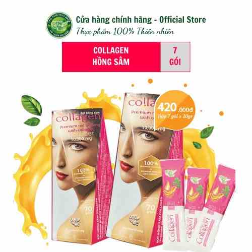 Hộp 7 gói Bột hòa tan uống liền Collagen Hồng Sâm Nhật Bản ONELIFE đẹp da, mờ thâm sạm nám nguyên chất