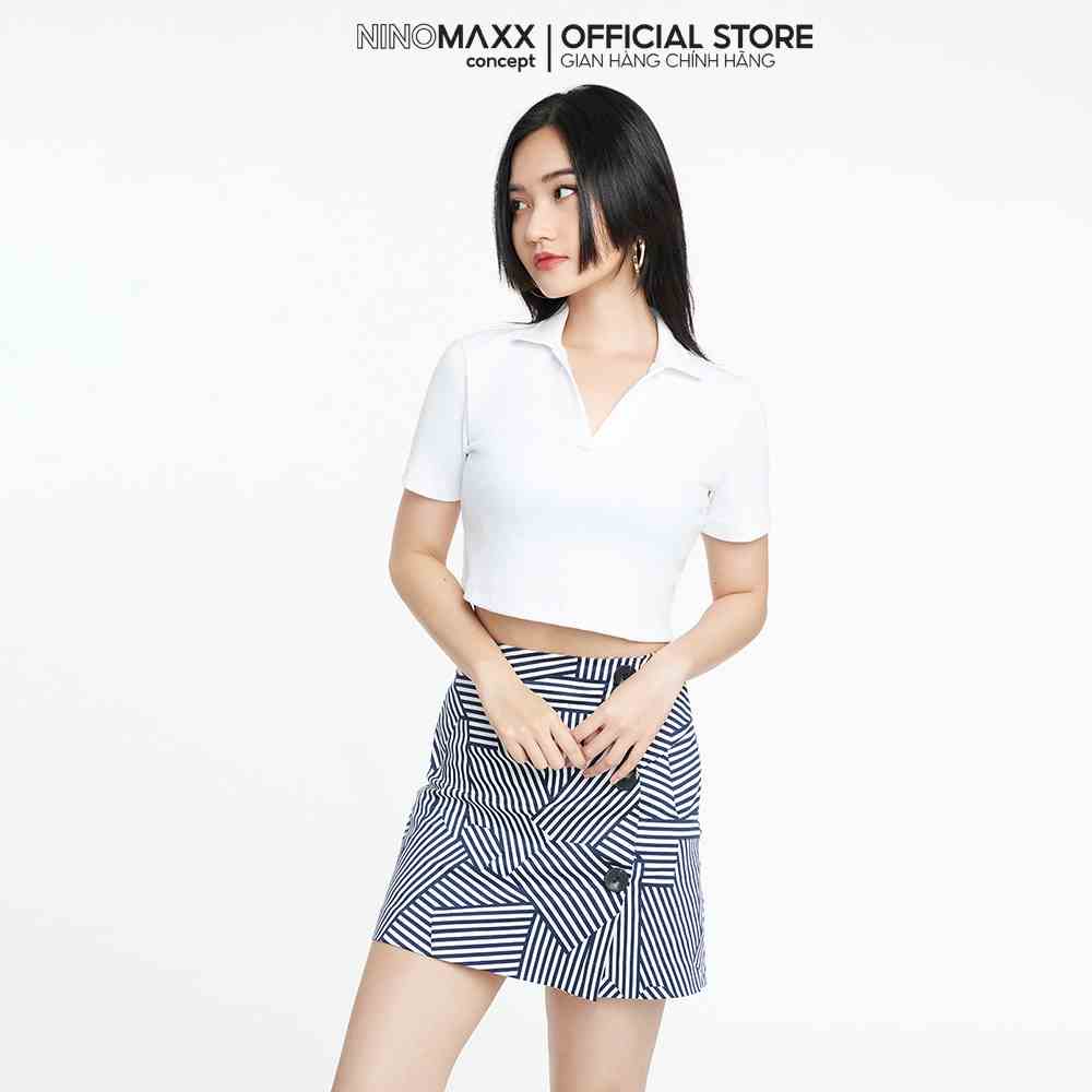 [Mã BMLT30 giảm đến 30K đơn 299K] SWEET SIXTEEN Áo croptop Nữ cổ sơ mi cotton Rib 2206011