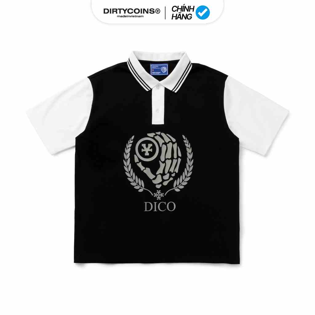 Áo Thun DirtyCoins Leaf Wreath Polo - Black/Cream