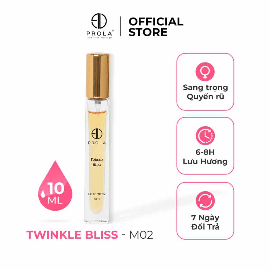 Nước hoa nữ PROLA Twinkle Bliss nữ tính, ngọt ngào, quyến rũ thích hợp đi hẹn hò M02 - Dạng xịt 10ml