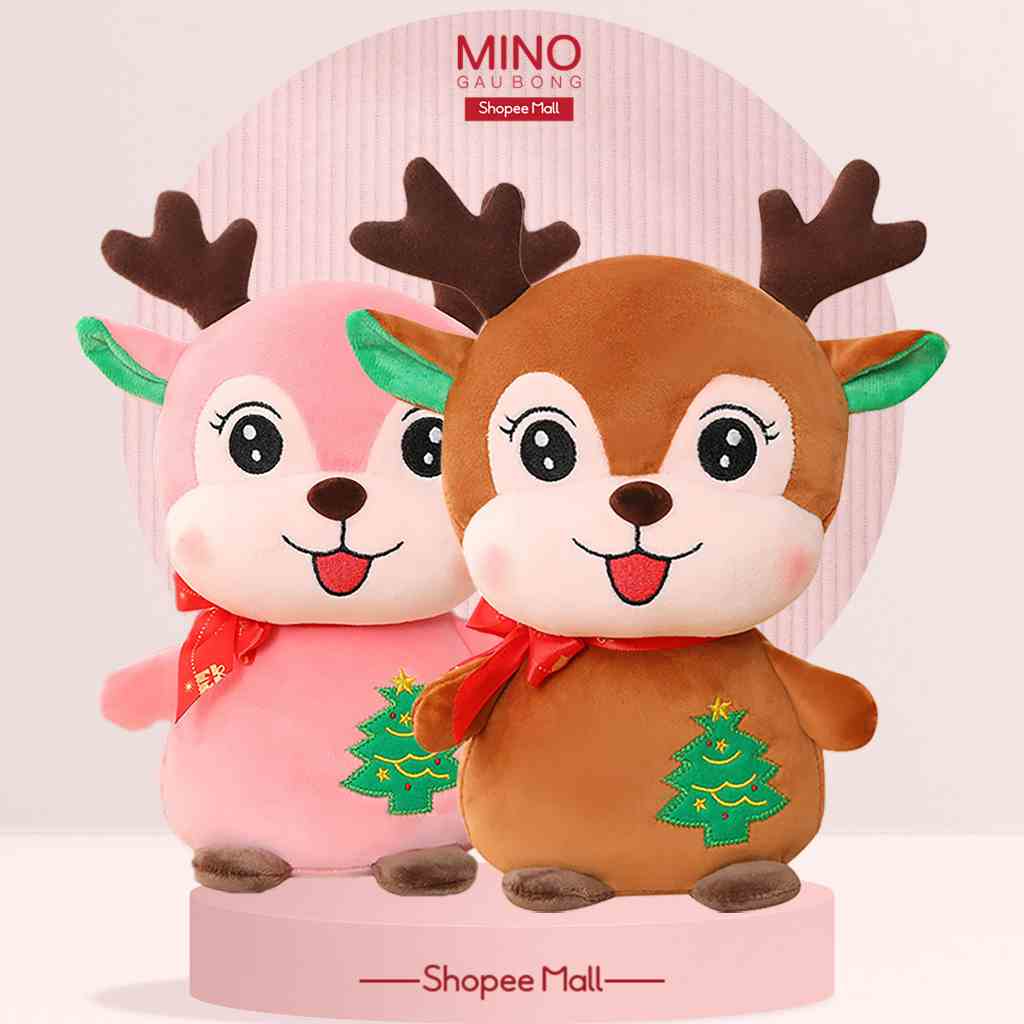 Gấu Bông Tuần Lộc Nhồi Bông Noel Giáng Sinh Cao Cấp MINO STORE TH213