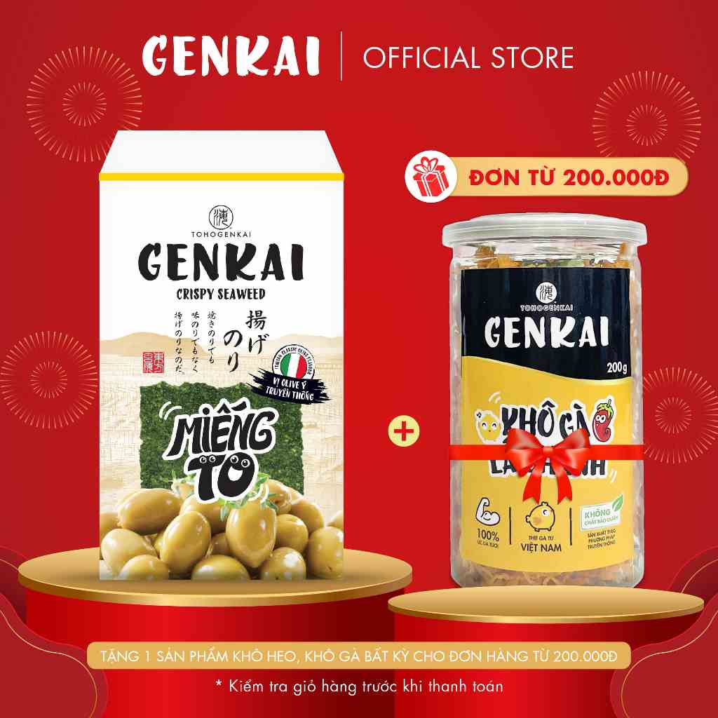 [Mã BMLTB35 giảm đến 35K đơn 99K] Snack Tảo Biển Siêu Giòn GENKAI Vị Olive Ý Truyền Thống 42g 
(3.5g x 12 gói)