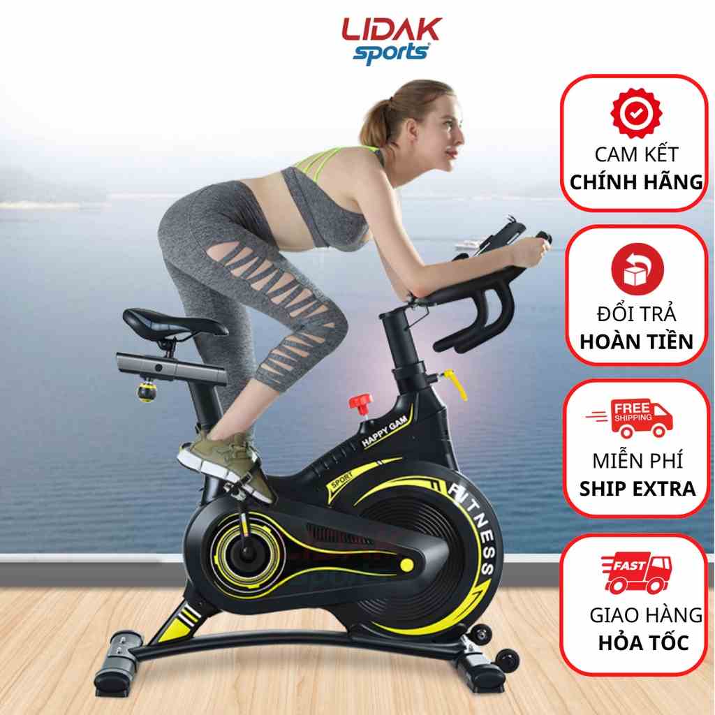 Xe đạp tập thể dục Fitness, máy đạp xe toàn thân bánh đà kháng từ có đồng hồ đo chỉ số - LIDAK SPORT