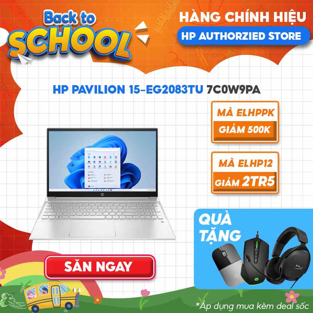 [Mã ELHP12 giảm 12% đơn 10TR] Laptop HP Pavilion 15-eg2083TU 7C0W9PA i5-1240P | 8GB | 512GB |15.6 FHD | Win 11