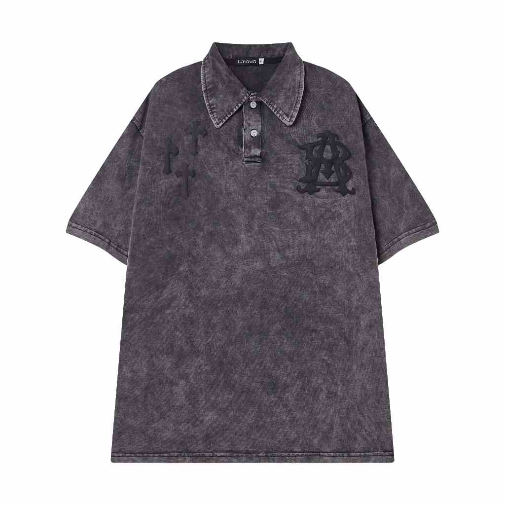 [Mã BMLT35] Áo Polo Banawa nam nữ unisex có cổ sơ mi tay lỡ form rộng tay lỡ - Play Boy Polo Wash - Màu Đen