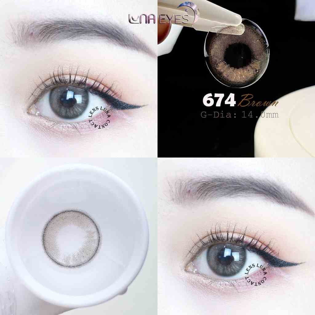 Kính áp tròng LUNA EYES 674 BROWN - Lens size nhỏ