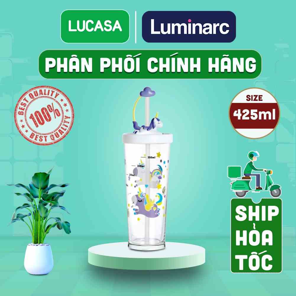 Ly Thủy Tinh Luminarc Lille Scale Unicorn 425ml - Ly Đổi Màu Có Nắp L3810 | Phân Phối Chính Hãng