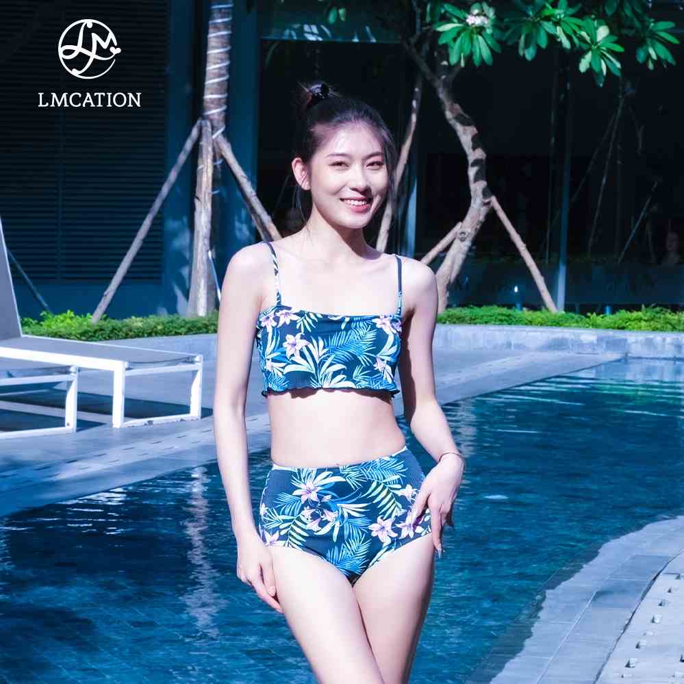 Bộ đồ bikini nữ LMcation - Áo bikini thể thao LMcation Mira & Quần bơi lưng cao LMcation Anita - Vườn đêm