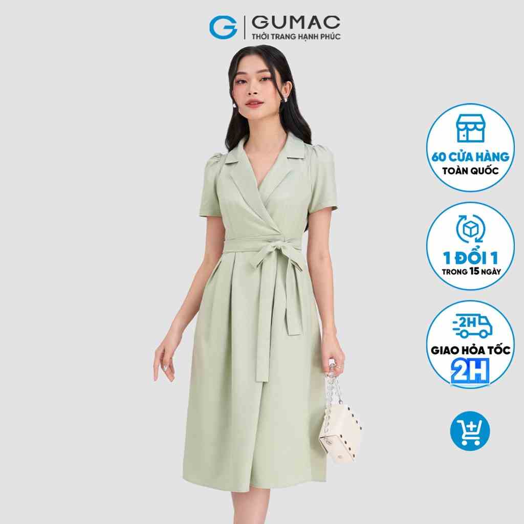 Đầm form dài cổ vest GUMAC DD03051