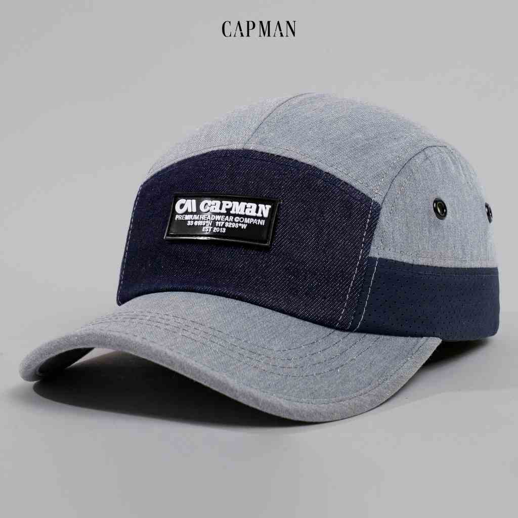 Mũ lưỡi trai thể thao 5panel CAPMAN màu xám xanh CM61