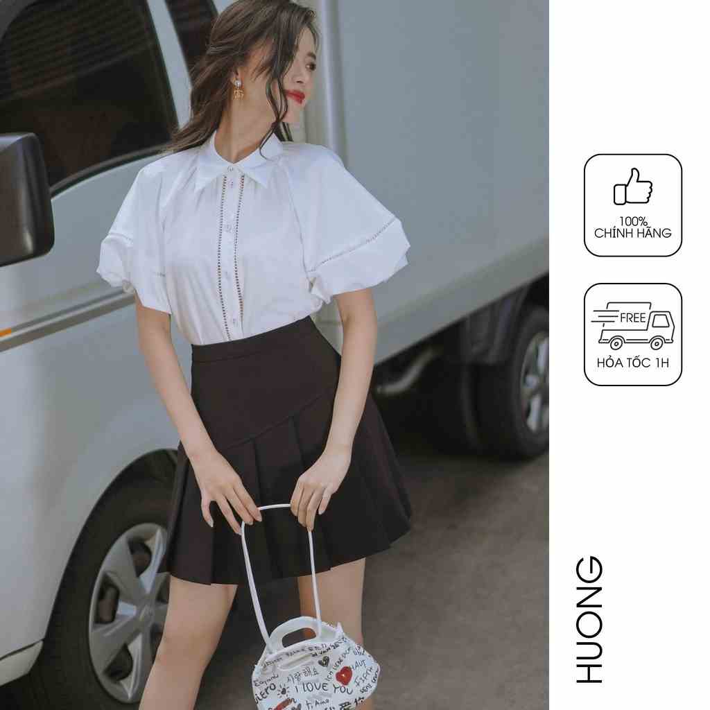 Chân váy mini xếp ly bất đối xứng HUONG BOUTIQUE HBZ454