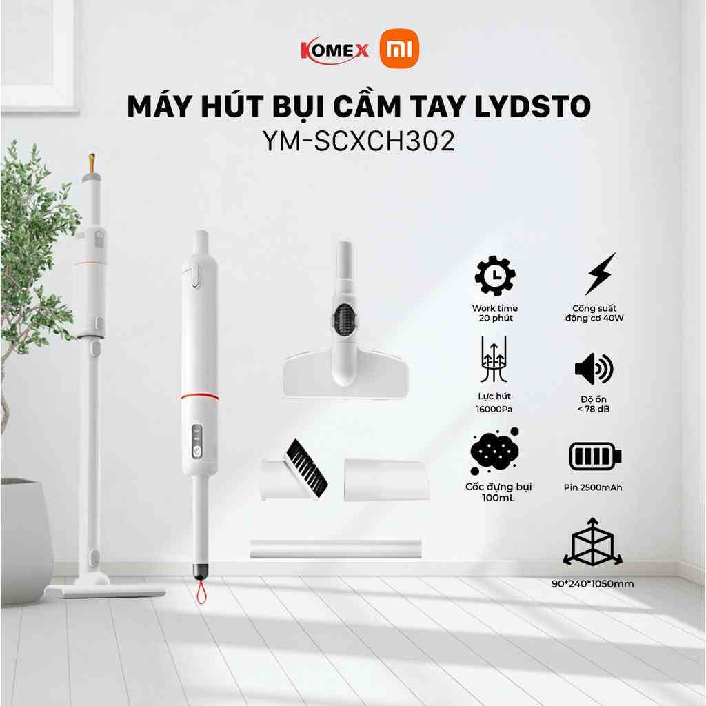 Máy hút bụi cầm tay xiaomi lydsto H3 nhỏ gọn chạy pin dễ dàng tháo lắp hàng chính hãng - komex