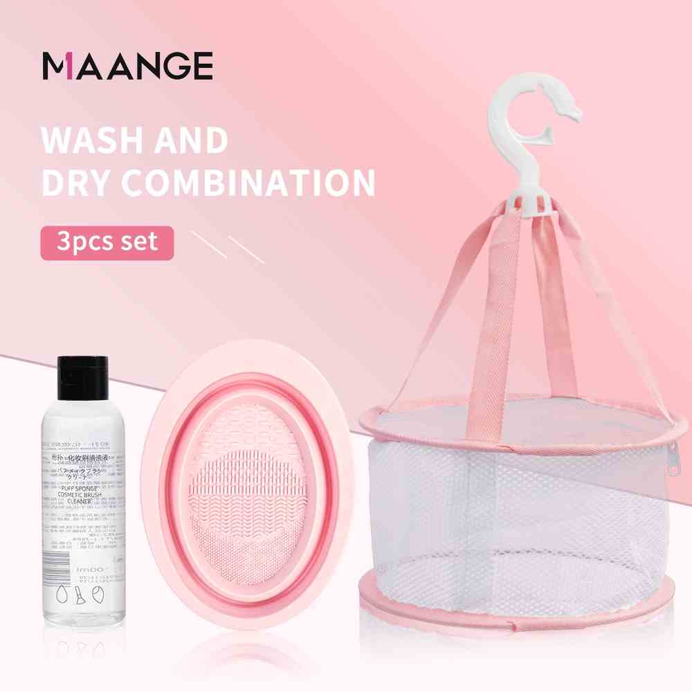 Set dụng cụ làm sạch cọ trang điểm MAANGE hỗ trợ rửa và phơi khô tiện lợi