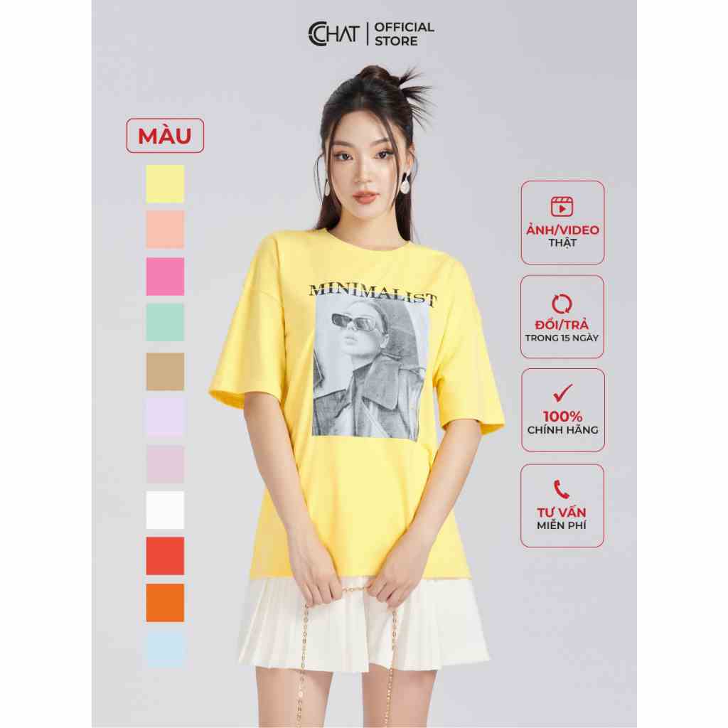 Áo Thun 𝐂𝐂𝐇𝐀𝐓 Freesize Form Rộng In Hình Chất Cotton Mềm Mịn 13TNY6003ST