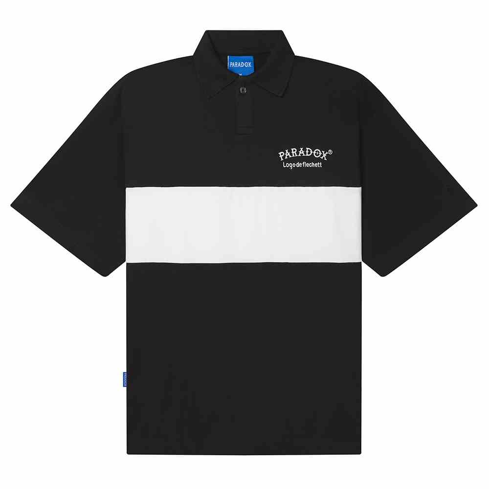 Áo thun có cổ Paradox tay lỡ STRIPE POLO - Trắng, Đen