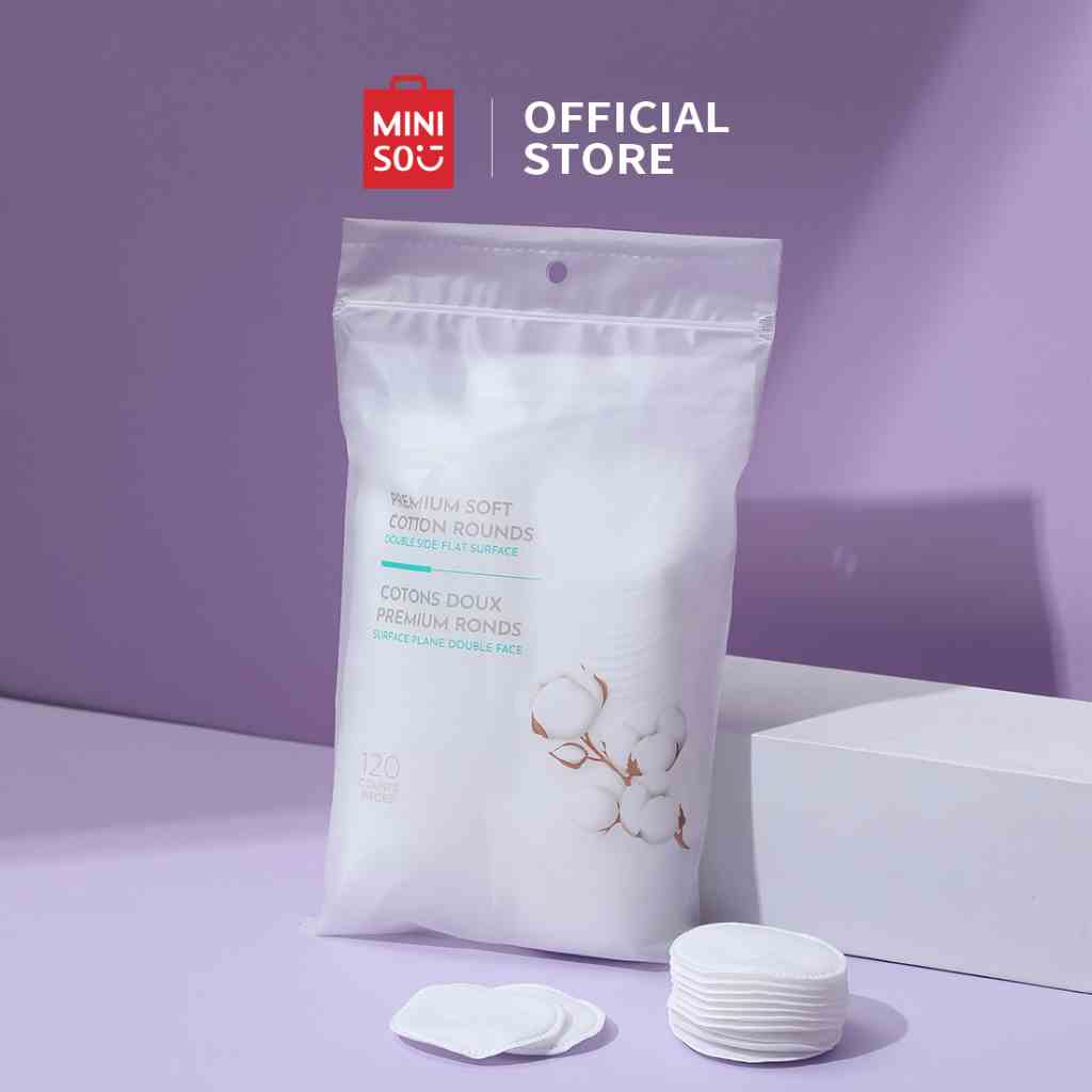 Bông tẩy trang  tròn Miniso 120 miếng bông chất lượng cao